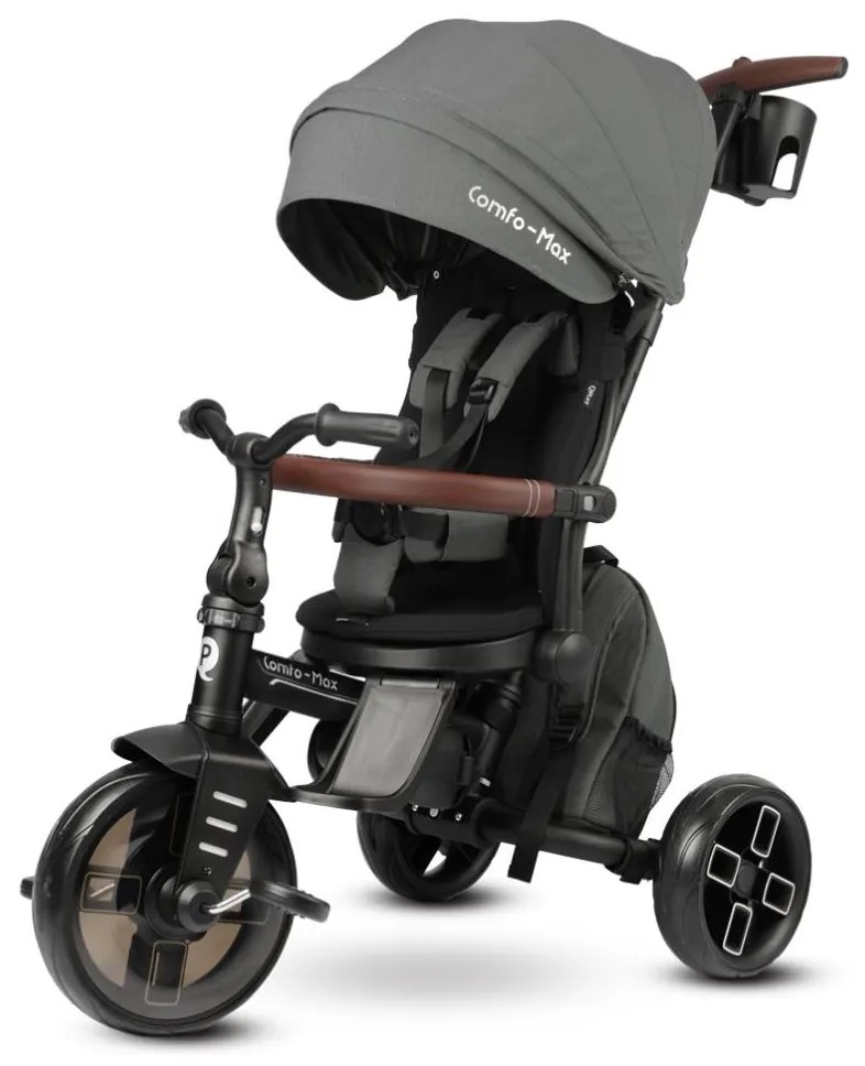 QPlay - Детска триколка 7 в 1 COMFO MAX сива