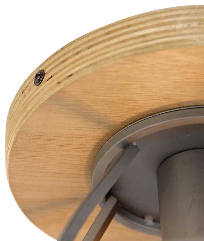 Интелигентна таванна лампа тъмно сива с дърво с WiFi E27 - Arthur