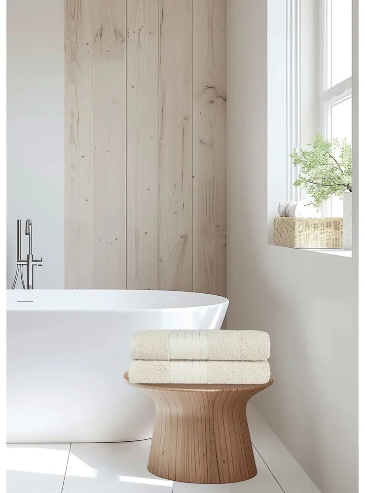 Бежови памучни хавлиени кърпи в комплект от 2 бр. от тери 70x140 cm – Good Morning