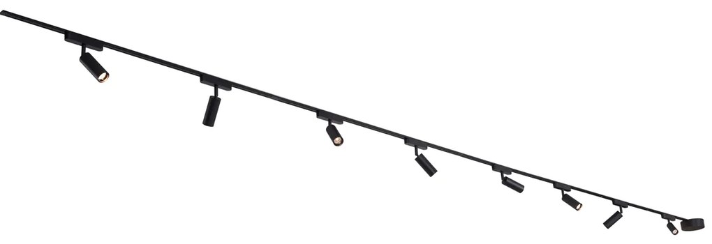 Модерна релсова система за осветление с 8 черни прожектора 1-фазов - Magnetic Samson
