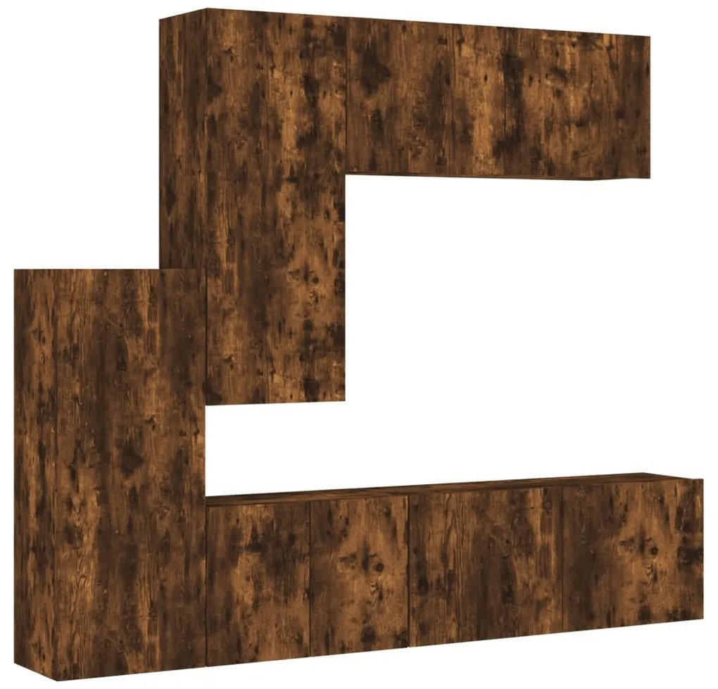 3216493 vidaXL ТВ стенни модули, 5 части, опушен дъб, инженерно дърво