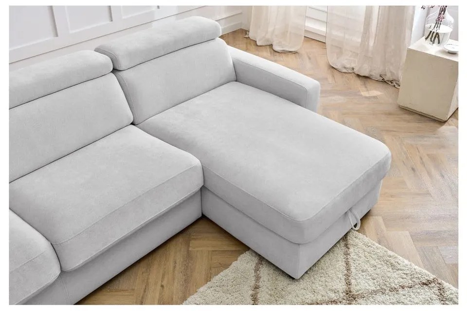Светлосив разтегателен ъглов диван (променлив) Monaco – Bobochic Paris