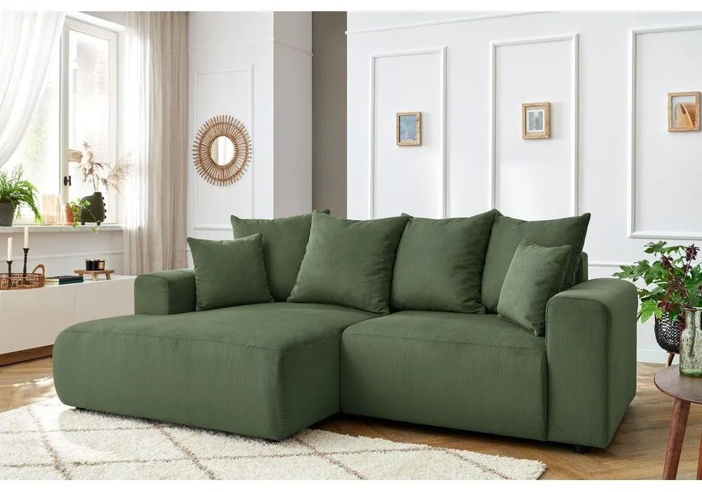 Зелен кадифен ъглов диван Enjoy – Bobochic Paris