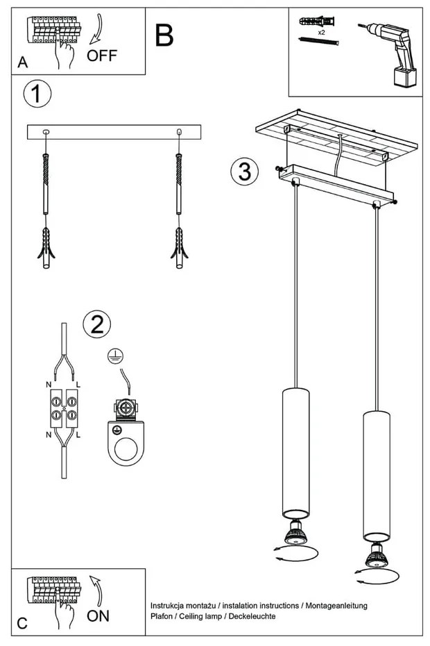 Кремаво висящо осветително тяло Castro – Sollux