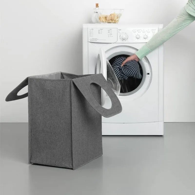 Торба за пране Brabantia 1001094, 55 л, Твърдо и отделящо се дъно, Магнитни дръжки, Черен