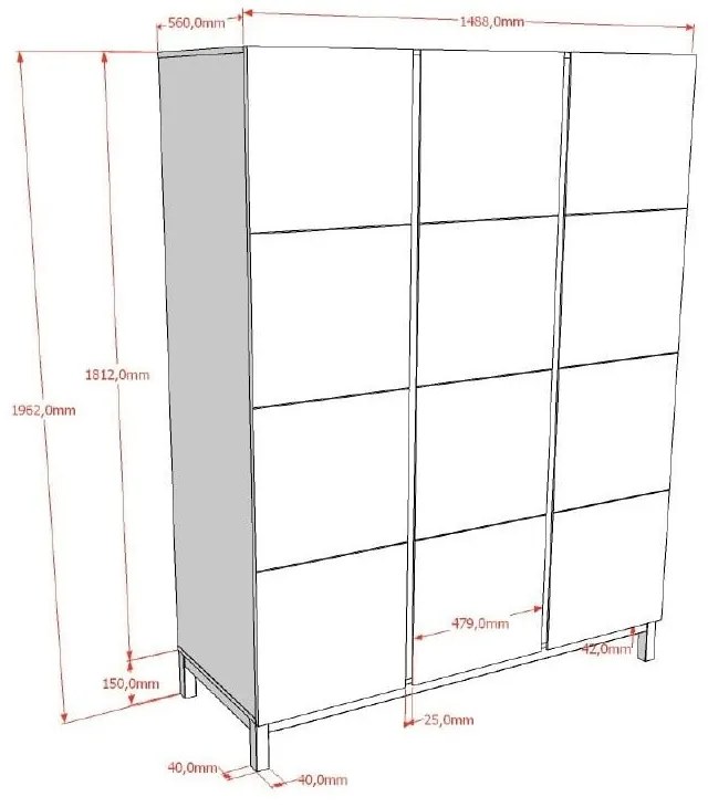 Бял детски гардероб 149x196x58 cm Eva – Vipack