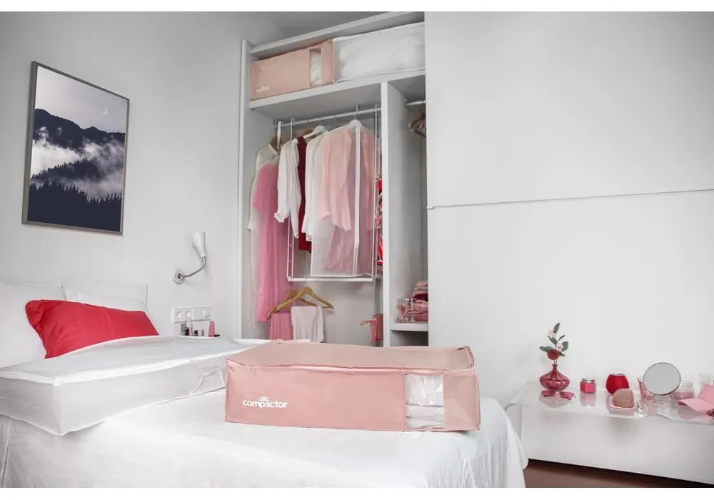 Вакуумна пластмасова кутия за съхранение на дрехи 65x45x27 cm Pink Edition – Compactor