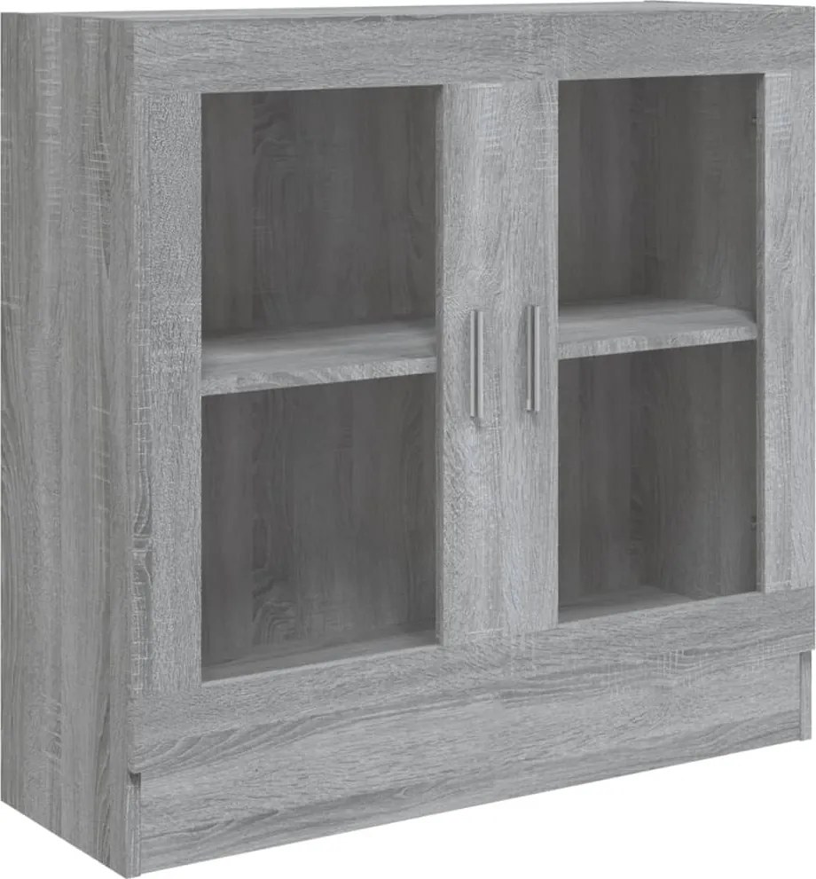 815616 vidaXL Шкаф витрина, сив сонома, 82,5x30,5x80 см, инженерно дърво