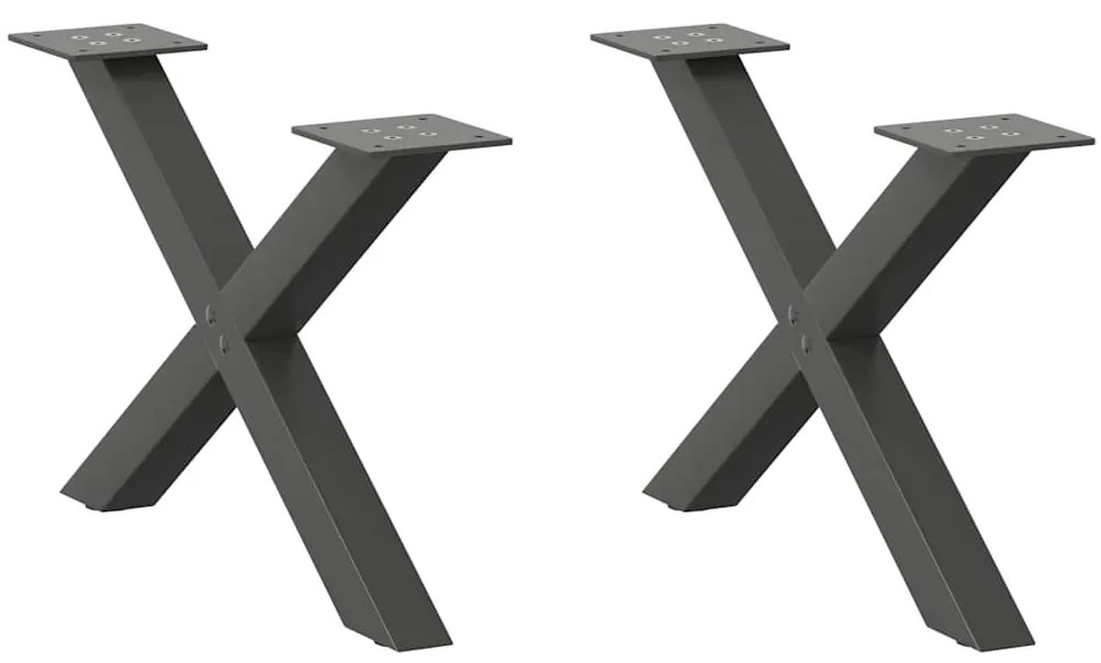 4012882 vidaXL Крака за масичка за кафе, X-образни, 2 бр., антрацит, 60x(30-31) см, стомана