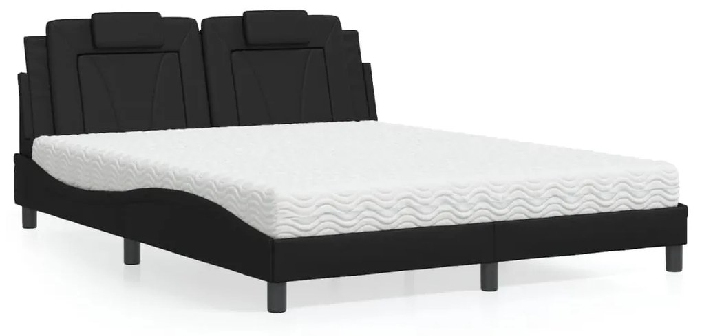 3208803 vidaXL Легло Viana без матрак, черно, 160x200 см, изкуствена кожа