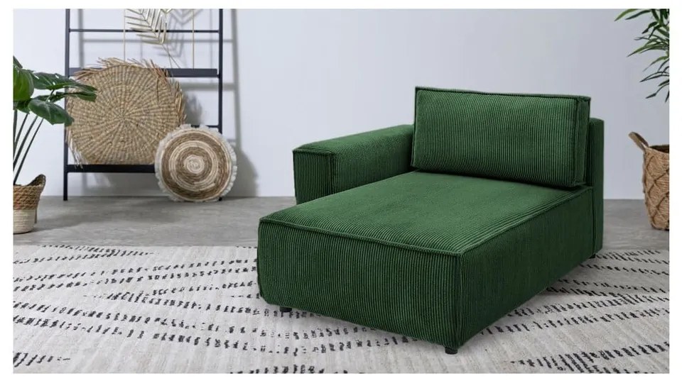 Модул за диван от зелен велур, ляв ъгъл Nihad modular – Bobochic Paris