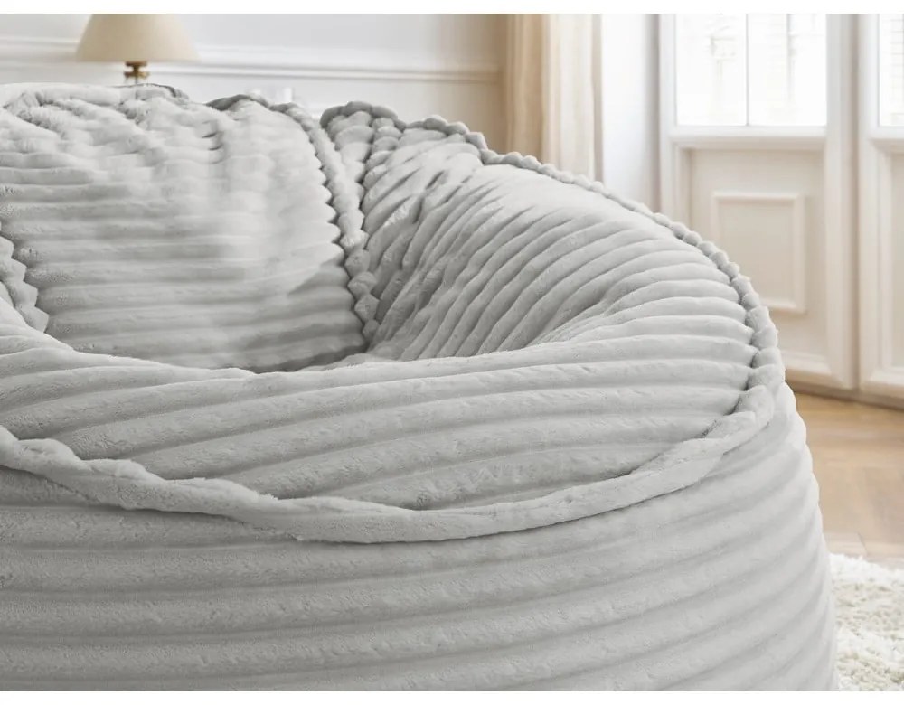 Светлосив пуф от рипсено кадифе Socrate – Bobochic Paris