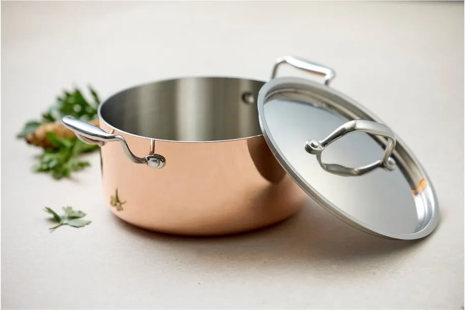 Съд от неръждаема стомана/мед с капак за индукция 3 л - Blomsterbergs