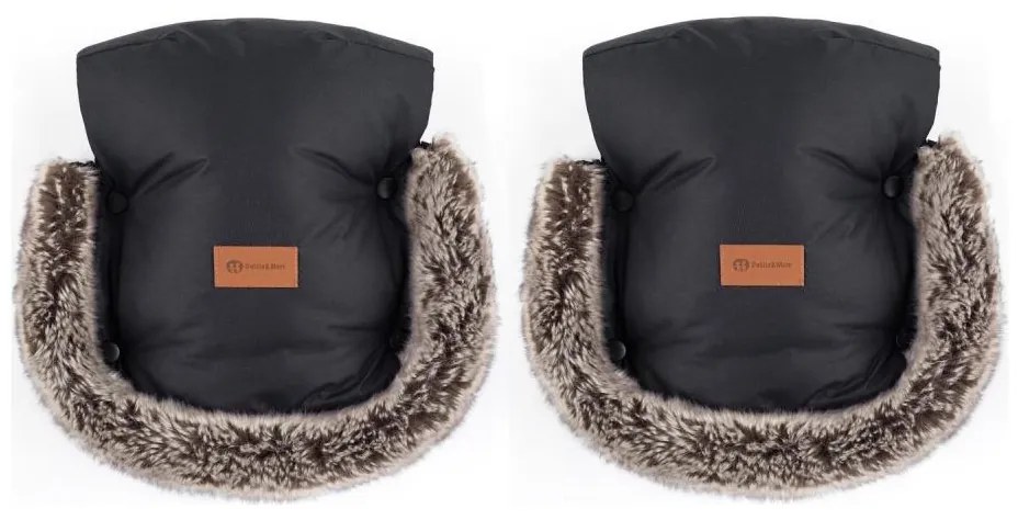 PETITE&amp;MARS - Ръкавици за ръце за количка FURRY Forever Black