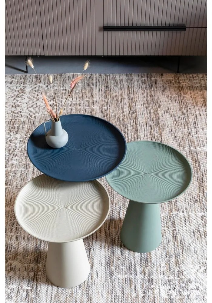 Бежова алуминиева странична масичка , ø 34,5 cm Ringar - White Label