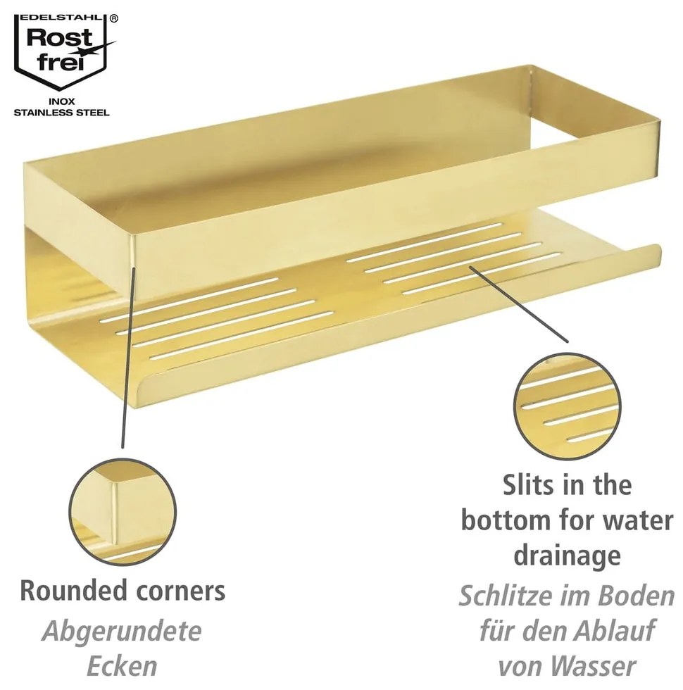 Самоносеща етажерка за баня от неръждаема стомана в златист цвят Genova - Wenko
