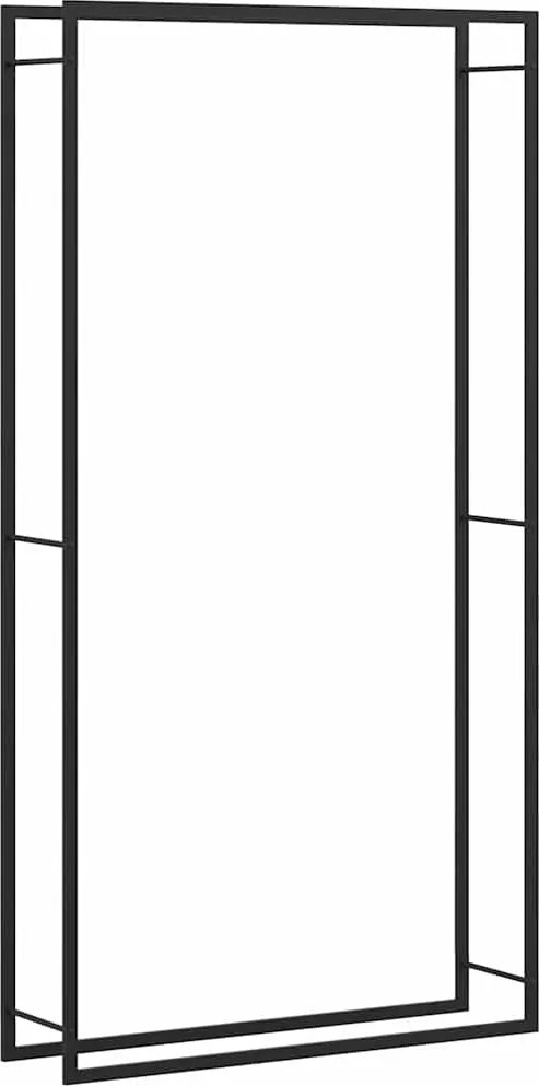 350311 vidaXL Стойка за дърва за огрев, черен мат, 110x28x214 см, стомана