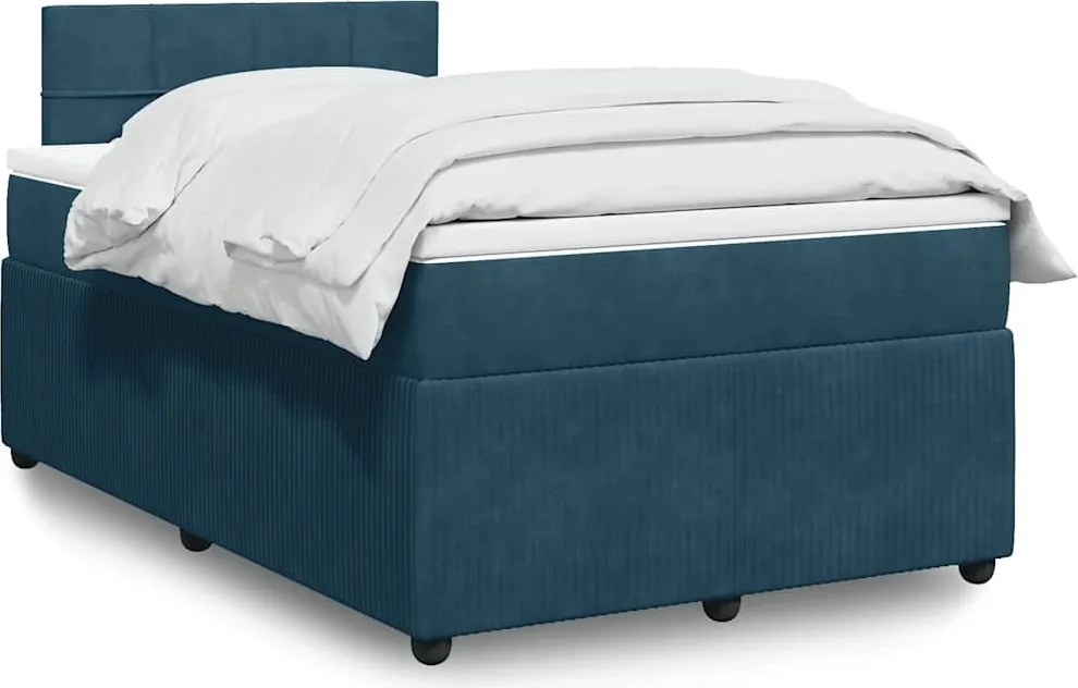 3287690 vidaXL Боксспринг легло с матрак, синьо, 120x190 см, кадифе