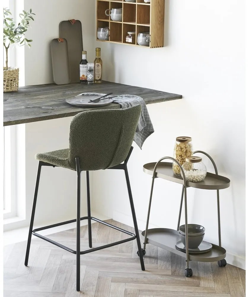 Тъмнозелен тапициран бар стол (височина на седалката 65 cm) Maceda – House Nordic