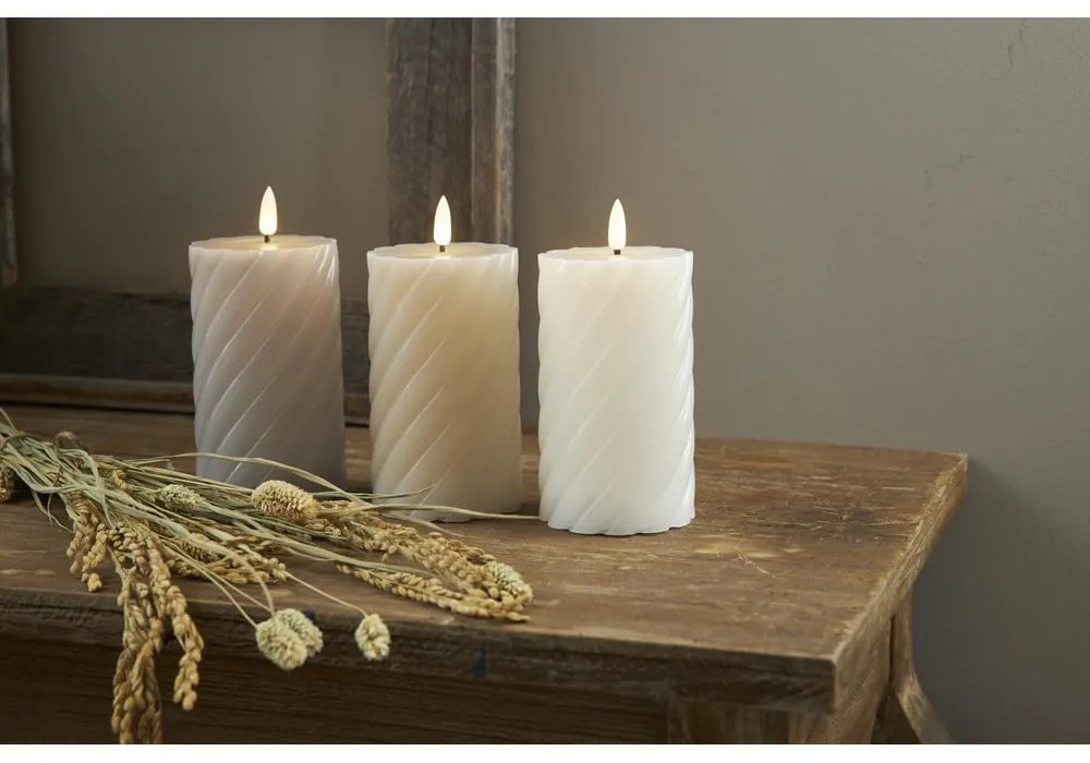 LED свещ от сив восък , височина 15 см Flamme Swirl - Star Trading