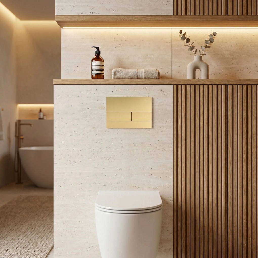 Комплект Структура за Вграждане за WC Slim 024N с Бутон T Brush Gold
