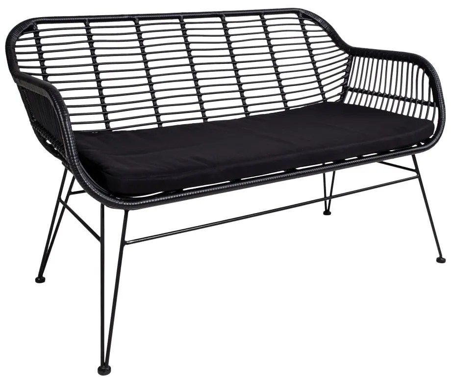 Черен градински диван от изкуствен ратан Trieste - House Nordic