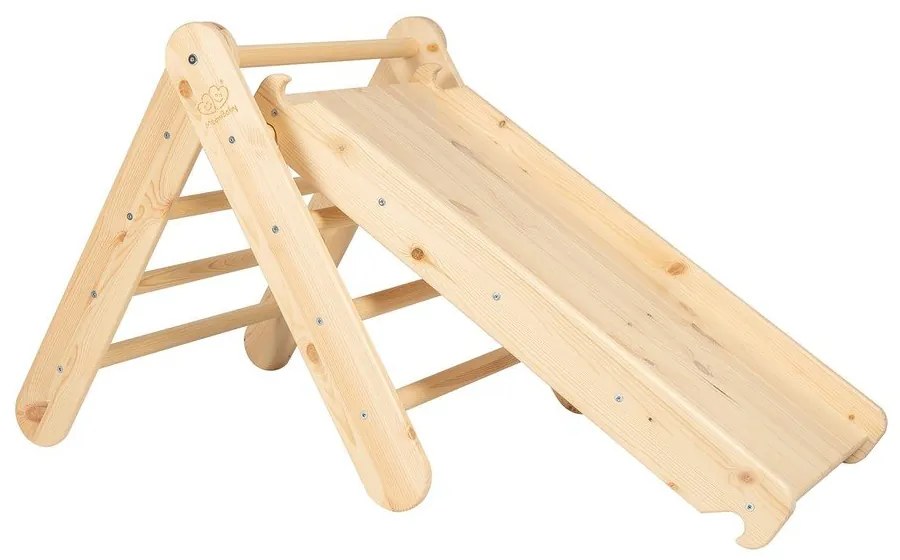 Пиклер триъгълник от масивен бор в естествен цвят 46x87x60 cm Montessori – Meowbaby