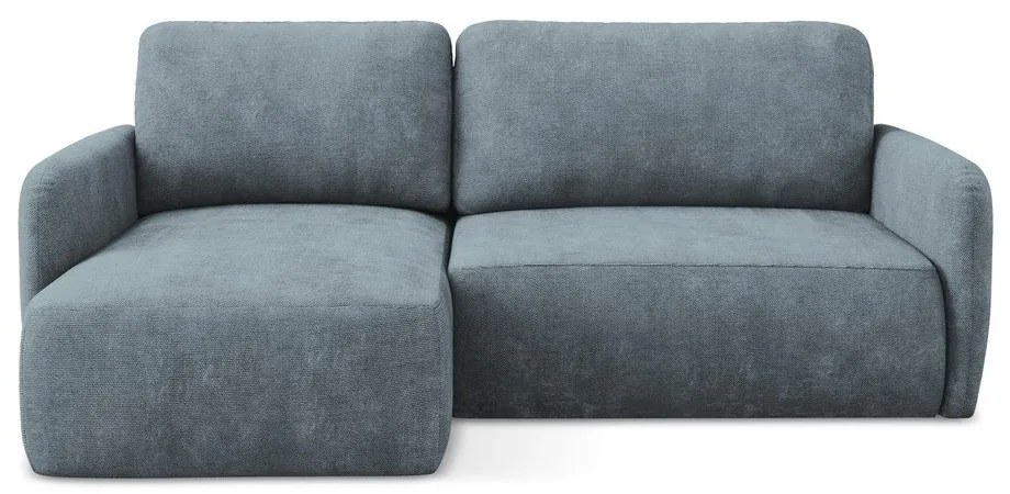 Сиво-син шенилов разтегателен ъглов диван с място за съхранение (ляв ъгъл) Lilo – Makamii