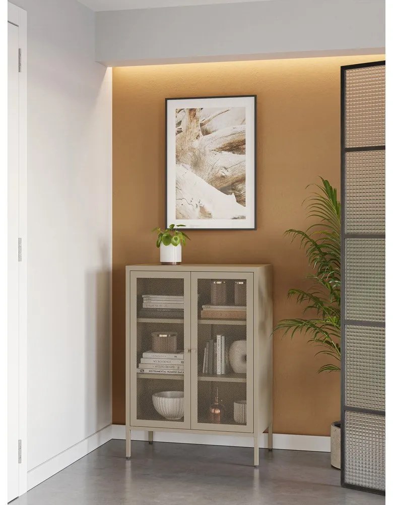 Кремаво метално шкафче 70x100x40 cm Fayna – Marckeric