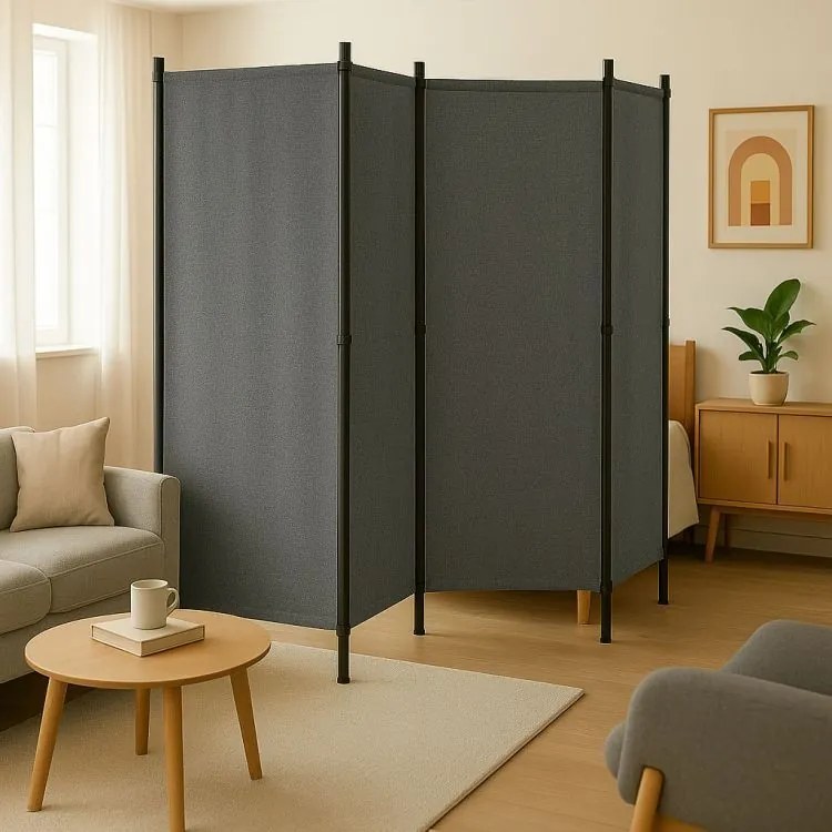 Градински 4-панелен сгъваем параван срещу вятър и слънце - 167 x 216 cm Бежово