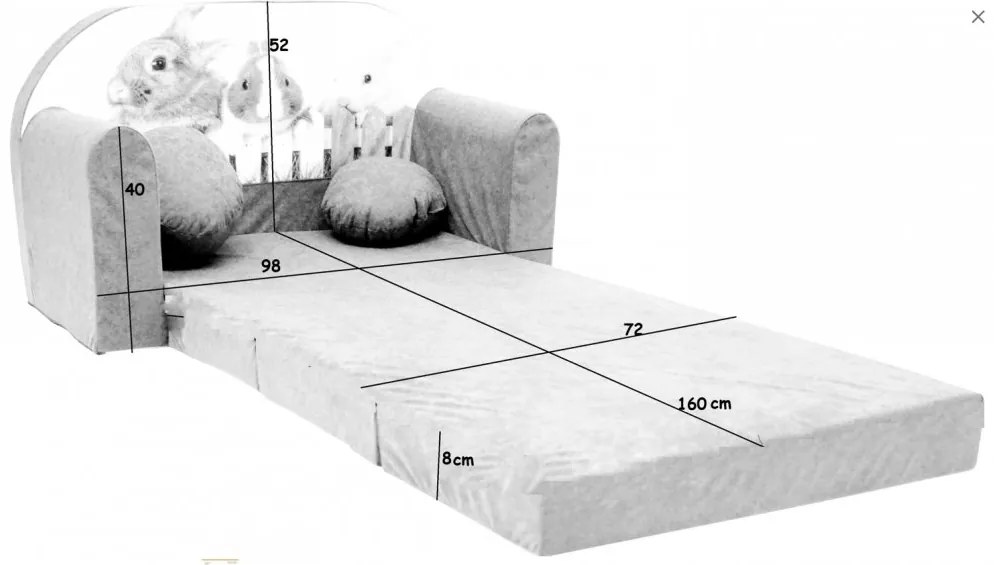 Детски разтегателен диван с мотив на котка 98 x 170 cm