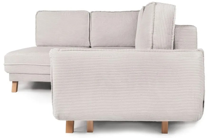 Бежов сгъваем ъглов диван от рипсено кадифе (ляв ъгъл) Tori – Bonami Selection