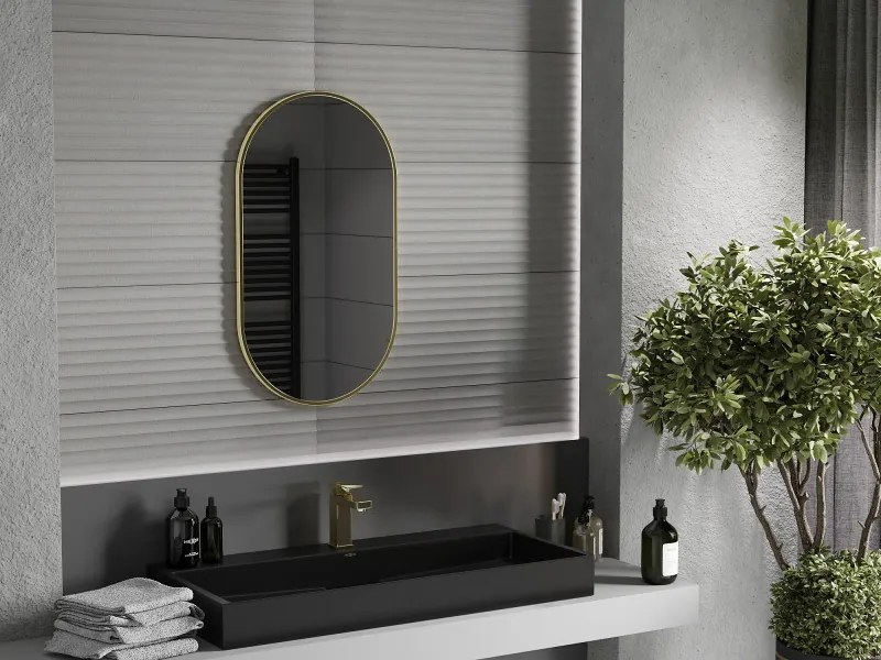 Mexen Loft овално огледало за баня 80 x 45 cm, златна рамка - 9851-080-045-000-50