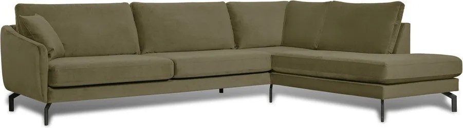 Ъглов диван от зелено кадифе (десен ъгъл) Magic - Scandic