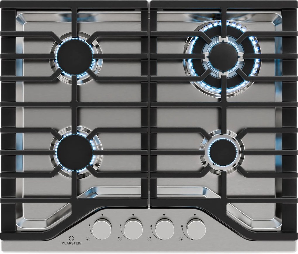 Klarstein Turbocast газов плот, 304 неръжадема стомана| 5 колтона, професионална чугунена стойка, колтон wok