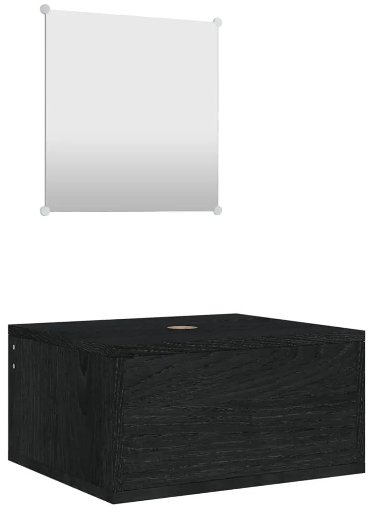 242557 vidaXL Комплект мебели за баня от 2 части, черен, инженерно дърво