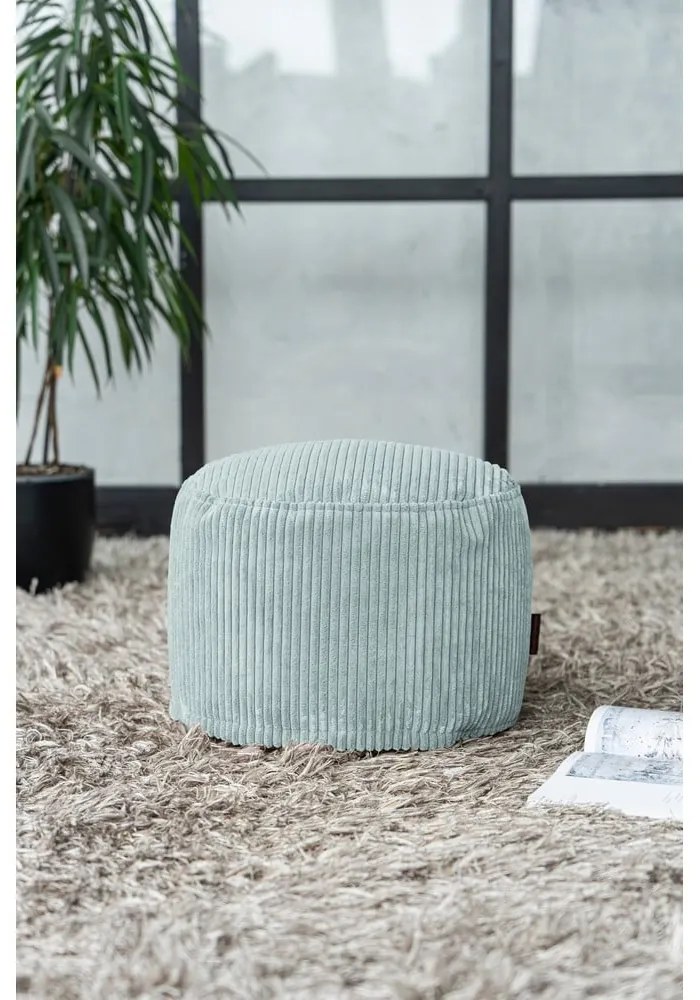 Пуф от рипсено кадифе в цвят мента Mini – SLOWDOWN