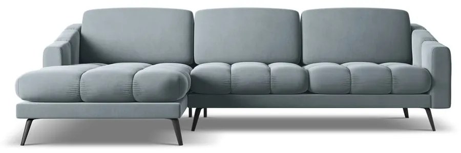 Светлосин кадифен ъглов диван (ляв ъгъл) Nalu – Makamii