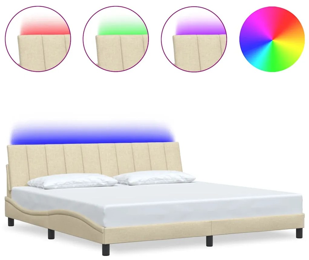 3310487 vidaXL Рамка за легло без матрак Hanko, кремава, 200x200 см, плат