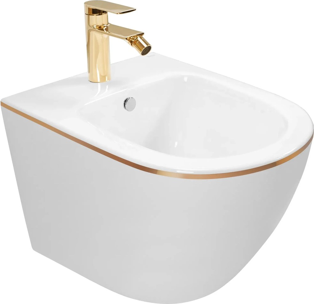 Биде Rea Carlo Mini White Gold Edge