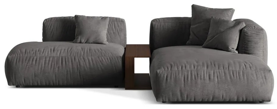 Сив кадифен модулен ъглов диван (десен ъгъл) Martina – Micadoni