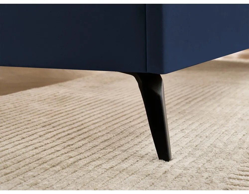 Тъмносиньо тапицирано двойно легло с включена подматрачна рамка 160x200 cm Prune – Bobochic Paris