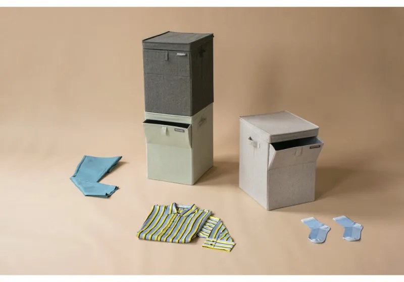 Кутия за пране Brabantia Stackable 1000827, 35 л, Преден отвор, Широк капак, Сгъваема, Сив