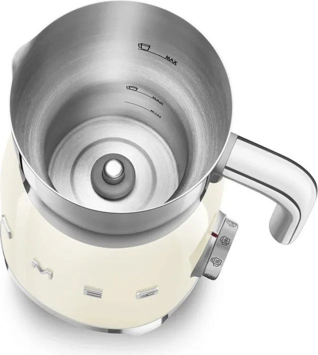 Уред за разпенване на мляко Smeg MFF11CREU, 500 W, 600 мл, 8 програми, Подвижна кана, Автоматично изключване, Крем