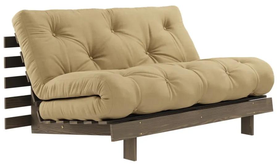 Разтегателен диван в бежово и горчица 140 cm Roots - Karup Design