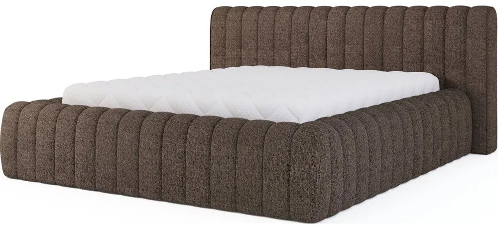 Кафяво двойно легло 160x200 cm тапицирано с място за съхранение с включена подматрачна рамка Carilla – ELTAP