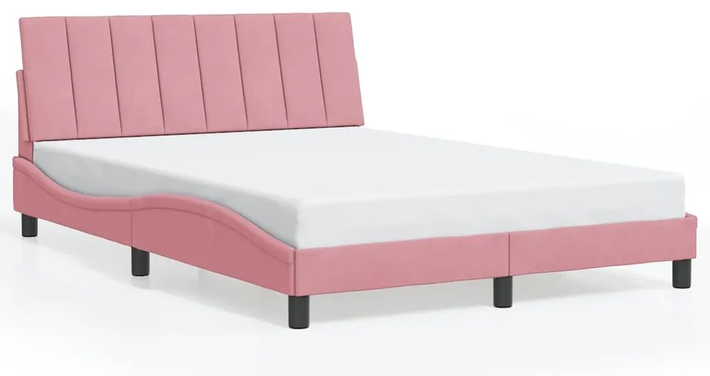 3207842 vidaXL Рамка за легло без матрак Hanko, розова, 120x200 см, кадифе