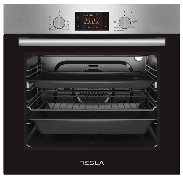 Фурна за вграждане Tesla BO900SX, 2300 W, 80 литра, 8 програми, Вентилатор, Клас А, Инокс/Черен
