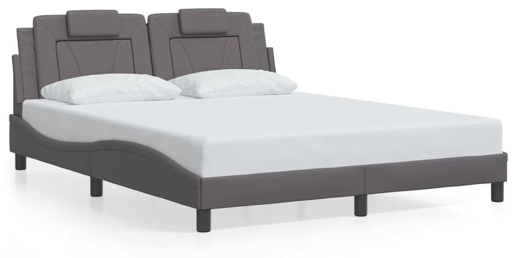 3208106 vidaXL Рамка за легло Viana без матрак, сива, 160x200 см, изкуствена кожа