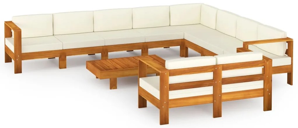 3057945 vidaXL Градински комплект с възглавници, 10 части, 100x60 см, акациево дърво